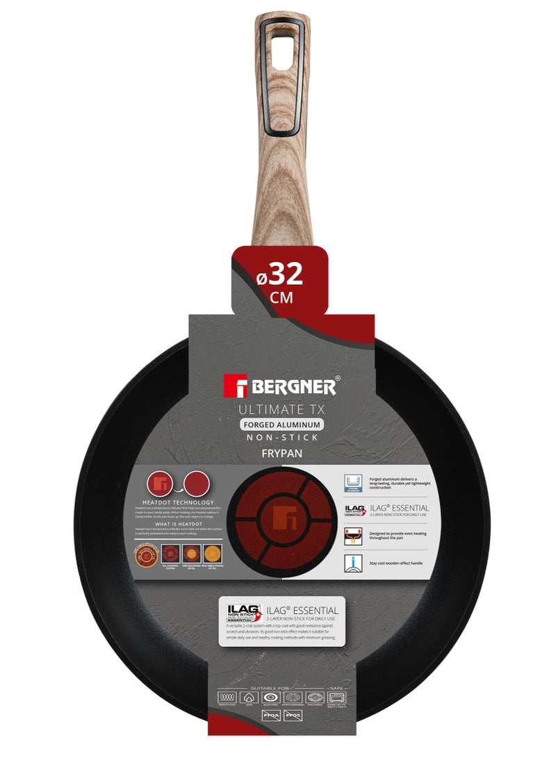 BERGNER ULTIMATE TX FORGED ALUMINUM FRYPAN 32CM WITH HEATDOT TECHNOLOGY, INDUCTION BOTTOM, GREY COLOR, BG36170GY - Image 4