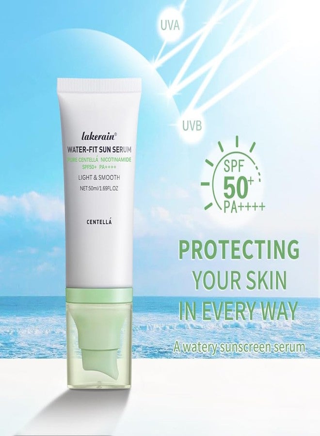 wenfeng Centella Sunscreen SPF 50,Centella Hyalu Cica Water-Fit Sun Serum,Green - Image 2