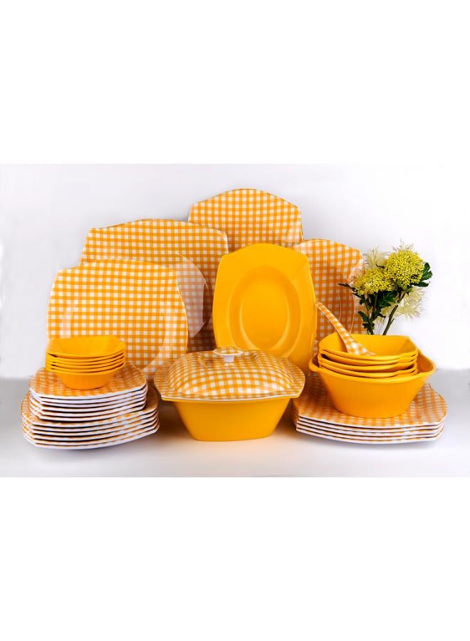 طقم ميلامين 38ق مربع ميكس كاروه اصفر - Image 1