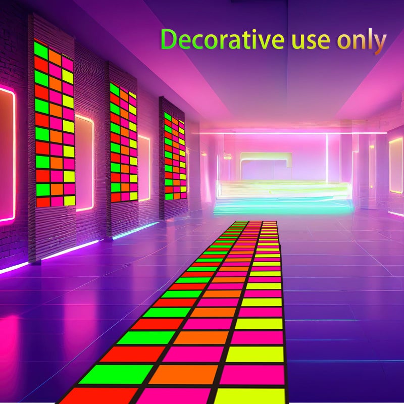 Haull 118 x 39 Inch Glow in The Dark Runner Neon Light up Dance Floor Black Light Party Decor 80s 90s Disco Party Supplies Neon Table Cloths Tapestry UV Rug Backdrop Props(Rectangle) - Image 5