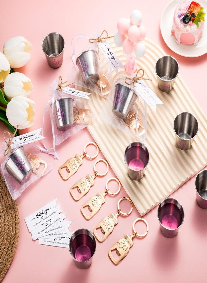 فيسيشي مجموعة فيسيتشي المكونة من 25 قطعة من هدايا حفلات استقبال المولود الجديد: فتاحات زجاجات، سلاسل مفاتيح، أكواب من الفولاذ المقاوم للصدأ، بطاقات شكر، أكياس أورجانزا، هدايا الكشف عن جنس المولود للضيوف، هدايا تذكارية لحفلات الزفاف وحفلات استقبال المولود الجديد (بنت/ولد). - Image 5