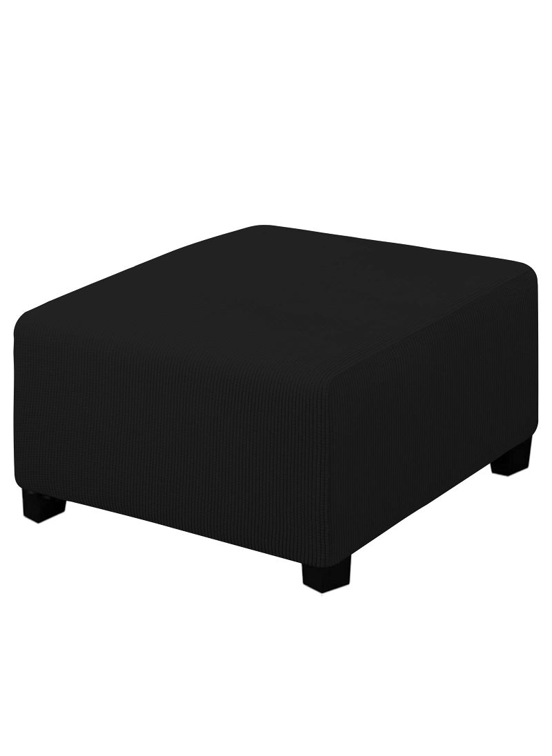 Easy-Going EasyGoing Stretch Ottoman Cover Folding Storage Stool Furniture Protector Soft slipcover with Elastic Bottom MediumBlack 