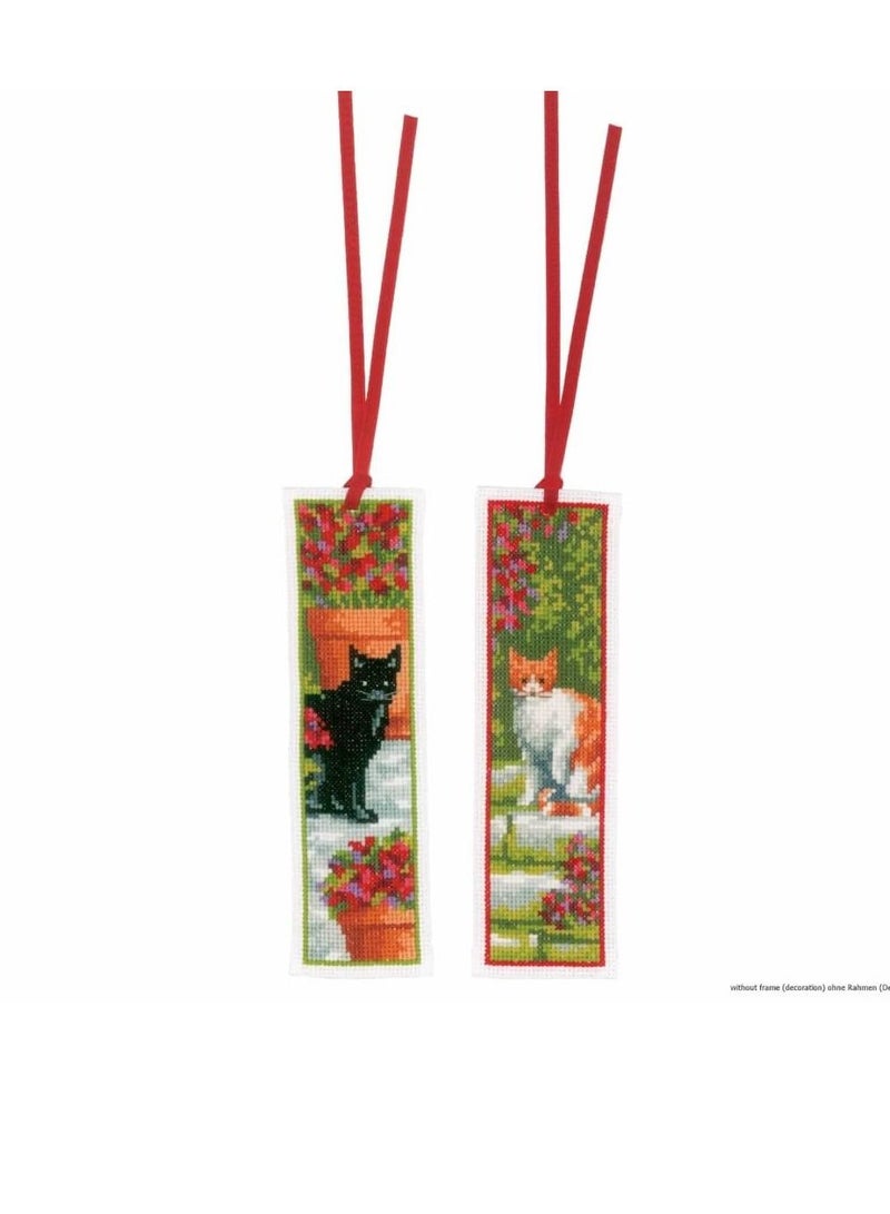 Cross Counted Cross Stitch Kit 2.4in x 8in Cats on Aida Bookmarks - Image 3