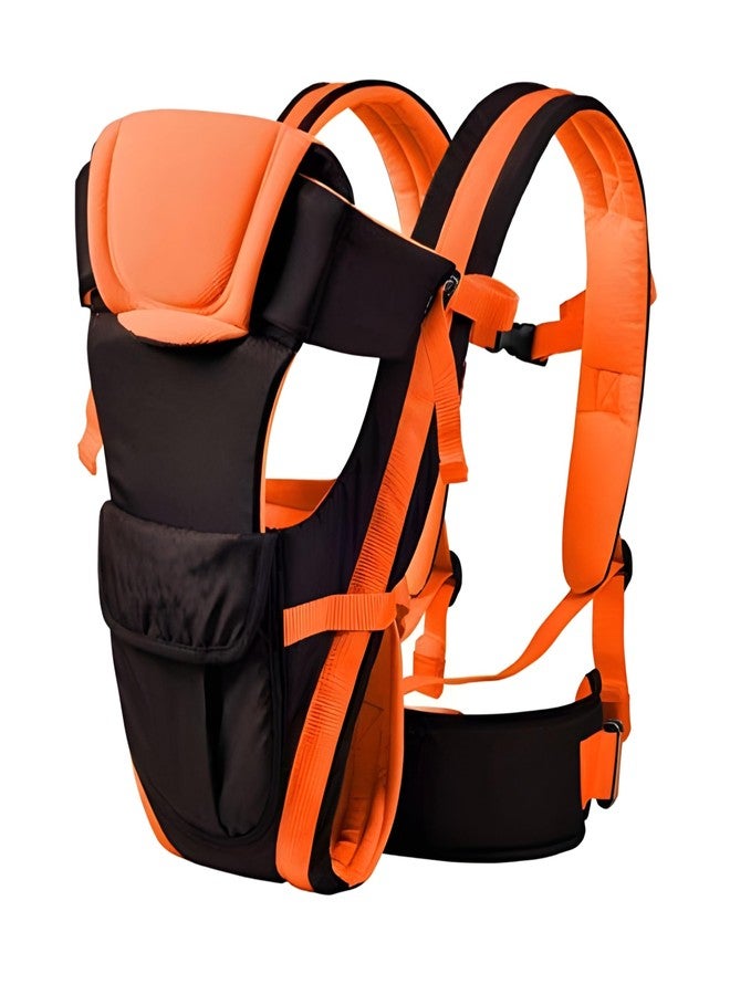 Everstep Bag/Adjustable Hands Free 4 in 1 Baby/Baby sefty Belt/Child Safety Strip/Baby Sling Carrier Bag/Baby Back Carrier Bag Front Carry Facing (Black & Orange) - Image 1