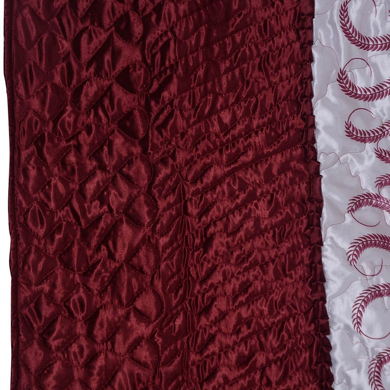 ManavRachit Satin Gold Printed 310 TC Wedding Bedding Set Bedsheet with 2 Pillow Covers 1 AC Comforter for Home Living RoomMaroon Set of 4pcVIP Print - Image 4
