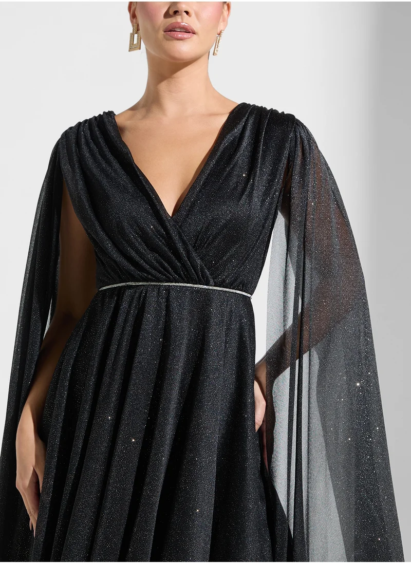 Ella Limited Edition Shimmer Dress With Exaggerated Sleeve