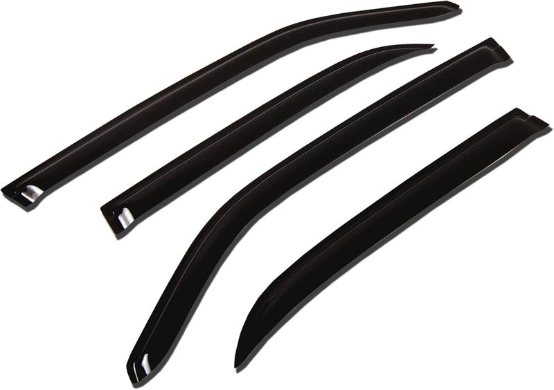 Tuningpros WV-940 Outside Mount Window Visor Deflector Rain Guard Dark Smoke 4 Pcs - Image 1