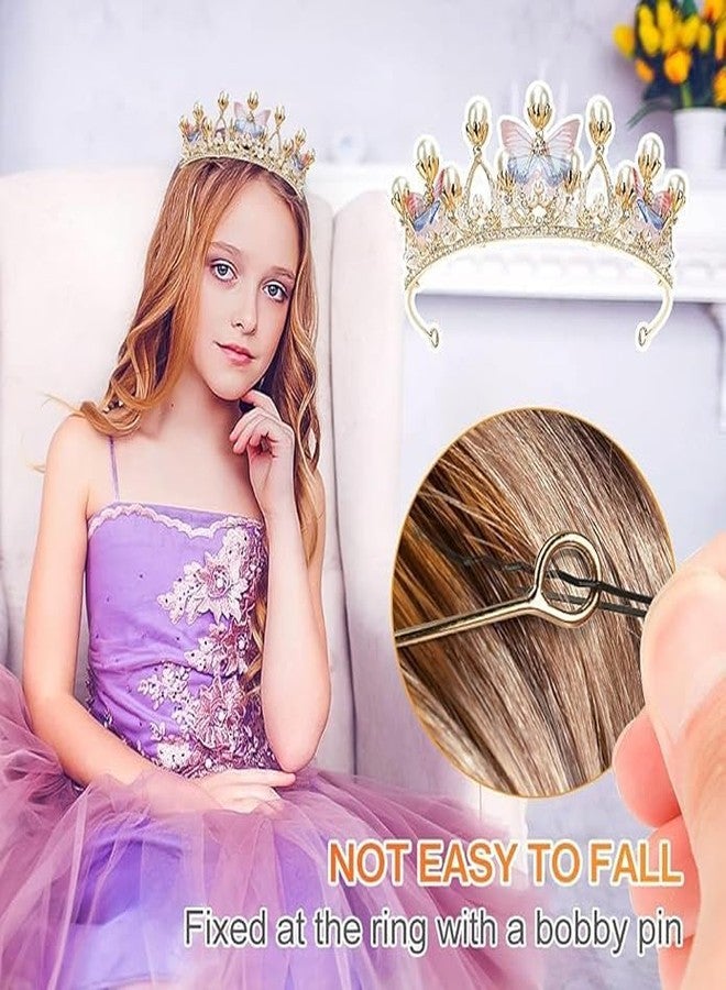 Hidak Crystal Tiara Crown Pearl Princess Costume Crown Headband Flower Pageant Handmade Hair Accessories Wedding Bridal Prom Birthday Crowns Cosplay Celebration for Girl Women - Image 3