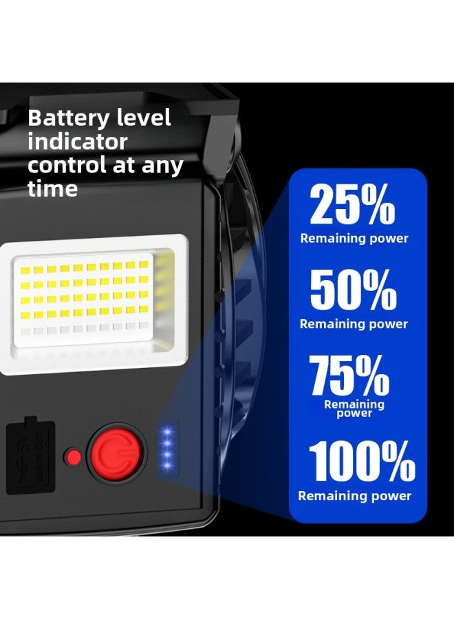 Portable Lamp Patch Lamp Bead Searchlight USB Charging Treasure Function Power Display Handheld Flood Light-Color:1700 Lumens RB-060 (bare Lamp + Charging Line + Color Box) Built-in 5 18650 Lithium Batteries  - Image 3