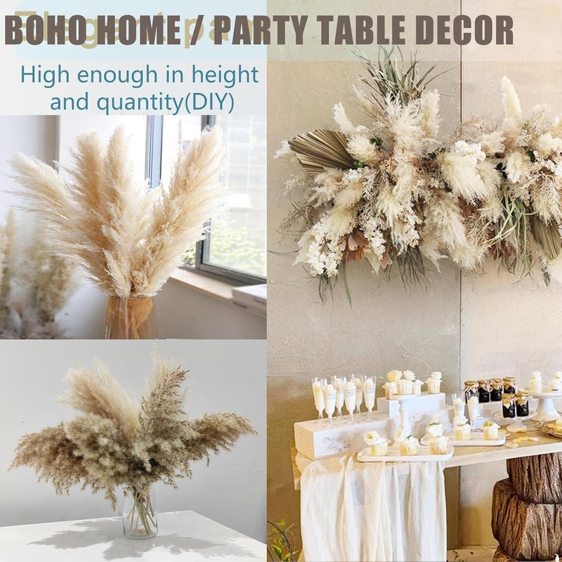 ROOLLYA 25 Stems Home Decor - Natural Dried Pampas Grass, Brown Pompas Grass, Dry Small Pampas Bulk for Living Room Table Decor, Boho Decor, Party Wedding Decor , Gift(17.7 inch, 20 Brown & 5 Female Pampas ) - Image 4
