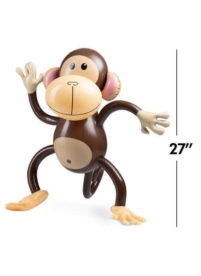 Bedwina - Large Inflatable Monkey (Pack Of 3) 27Inch Monkeys For Baby Shower Safari Jungle Themed Birthdays Blow Up Animal Party Favors And Decorations For Kids And Toddlers - Image 1