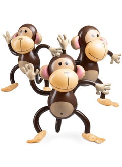Large Inflatable Monkey (Pack Of 3) 27Inch Monkeys For Baby Shower Safari Jungle Themed Birthdays Blow Up Animal Party Favors And Decorations For Kids And Toddlers