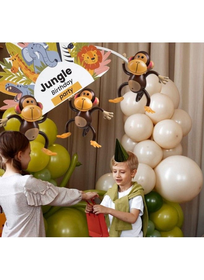 Bedwina - Large Inflatable Monkey (Pack Of 3) 27Inch Monkeys For Baby Shower Safari Jungle Themed Birthdays Blow Up Animal Party Favors And Decorations For Kids And Toddlers - Image 1