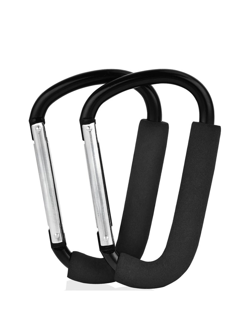 NEOACT 2 Pack Stroller Hooks,6.3" Large Stroller Clips,Stroller Hook for Hanging Diaper Bags and Shopping,Universal Stroller Accessories for Mommy,Large Carabiner Clip Heavy Duty - Image 1