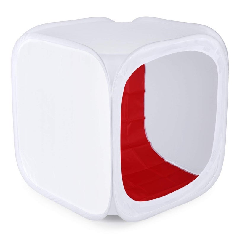 VTS Portable Photo Studio Shooting Tent Light Cube Diffusion Soft Box Kit with 4 Colors Backdrops (Red Blue Black White) for Photography (60 X 60CM Cloth Tent) - Image 2