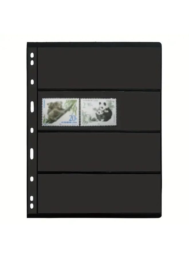 10 Sheets Stamp Binder Pages 4 Rows Capacity Double Sided 9 Hole Loose Leaf Stamp Albums - Image 1