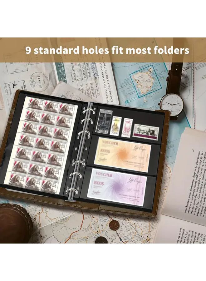10 Sheets Stamp Binder Pages 4 Rows Capacity Double Sided 9 Hole Loose Leaf Stamp Albums - Image 3