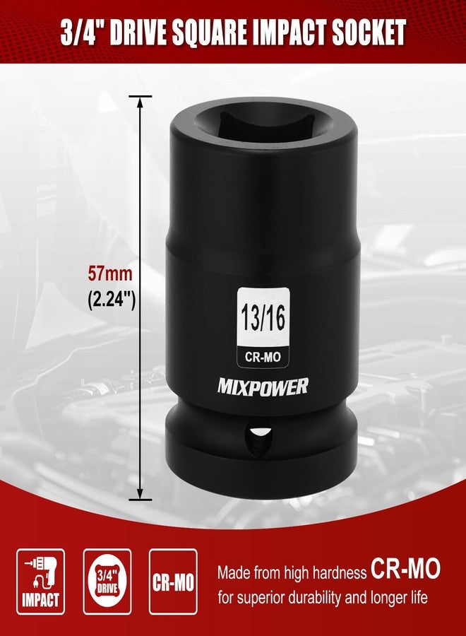 MIXPOWER 3/4"Drive 13/16" Square Socket, CR-MO, 4-Point, SAE, Black Phosphate Finish - Image 3