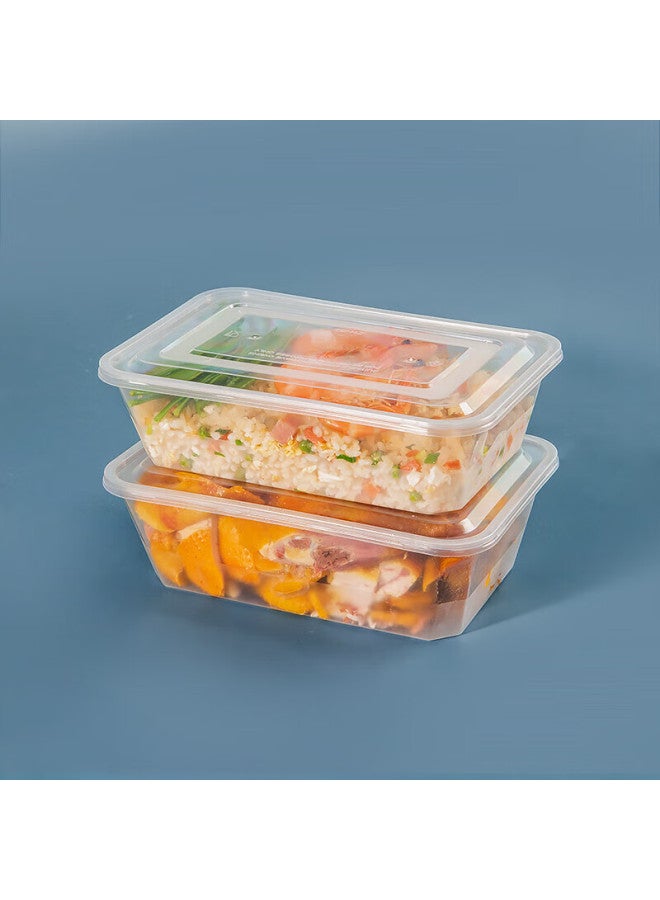 Temeiju Disposable Rectangular Transparent Plastic Food Containers, Thickened With Lids, Takeout Boxes, Tableware, 50 Sets, 1500 Model - Image 5