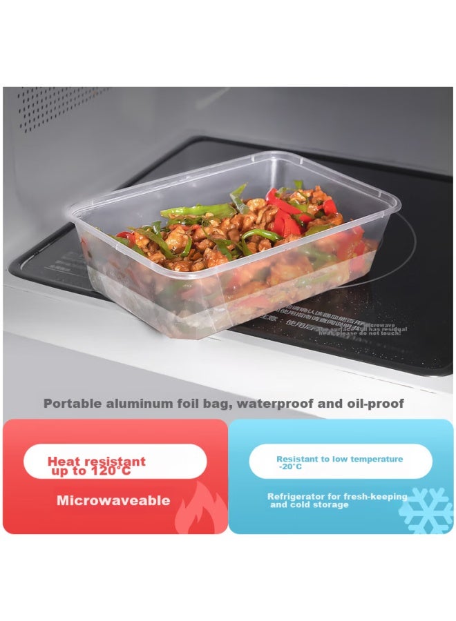Temeiju Disposable Rectangular Transparent Plastic Food Containers, Thickened With Lids, Takeout Boxes, Tableware, 50 Sets, 1500 Model - Image 2