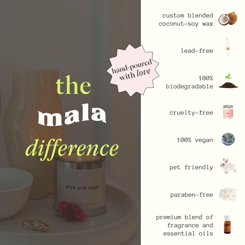 MALA Milk & Sugar Cinnamon & Vanilla Candle for Home â€“ Foodie/Gourmand â€“ Vegan Soy Aromatherapy â€“ 45 Hour Clean Burn â€“ Organic Non Toxic Candles â€“ Cozy Room Decor â€“ 6.8 oz - Image 4