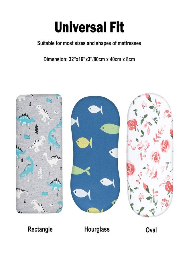 MooMoo Baby Fitted Bassinet Sheets 3 Packs Organic Cotton Jersey Bassinet Cover for Oval Hourglass & Rectangle Shaped Bassinet Pads 32 x 16 x 3” - Image 2