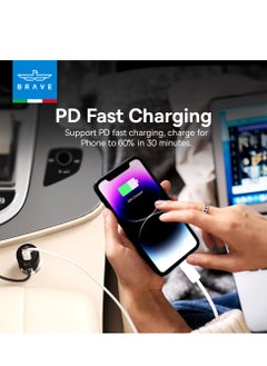 Brave 110W USB Type-C Car Charger with Built-in 45W Type-C Coiled Cable, 2 Super Fast Charging Ports (1 PD Type-C + 1 QC 3.0 USB), Compatible with iPhone 16, 15, 14 Series, Samsung Galaxy S25, S24, S23, S22, S21, Google Pixel, Huawei, Android Devices, iPad, MacBook Pro, MacBook Air and more for efficient charging on the go  - Image 5