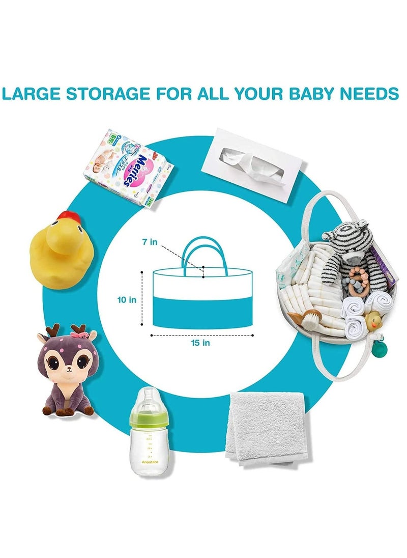 Gonice 100% Cotton Rope Diaper Storage Basket, Nursery Diaper Organizer for Newborn Boys Girls, Best Baby Shower Basket with Extra Wet/Dry Diaper Caddy Organizer  - Image 5