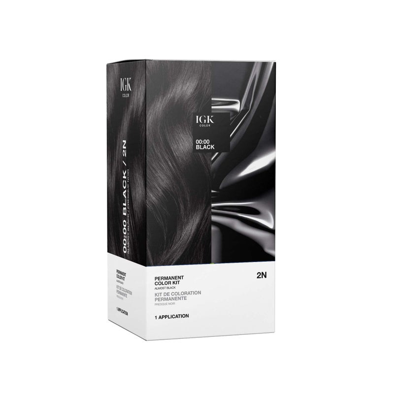 طقم صبغة شعر IGK الدائمة | 2N 00:00 - أسود | تغطية 100% للشعر الرمادي | خالية من الأمونيا