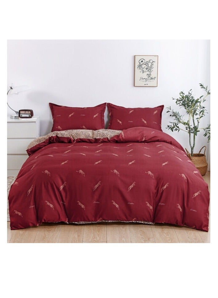 PROMASS 4-Piece Single Size Duvet Cover Set, 1 Duvet Cover + 1 Fitted Sheet + 2 Pillow Cases, Microfibre, Mocha - Image 1