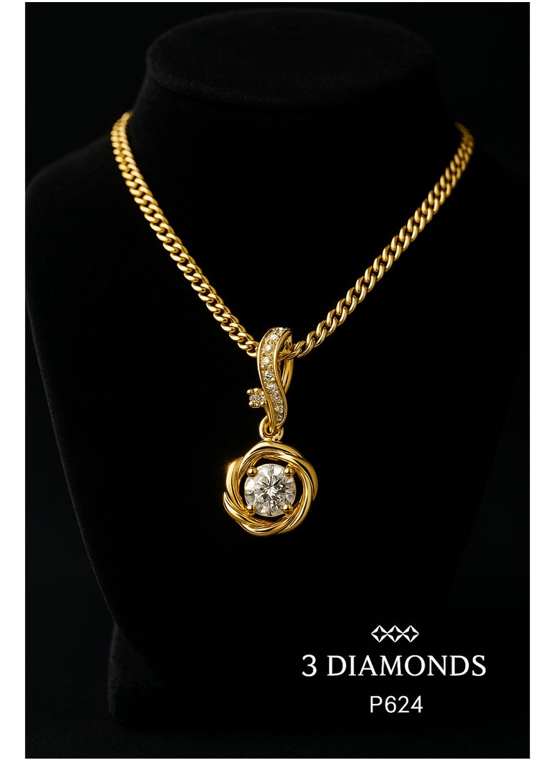 3Diamonds Gold Plated Necklace for Women – Rose-Inspired Pendant with Crystal Stone – 3DIAMONDS  - Image 4