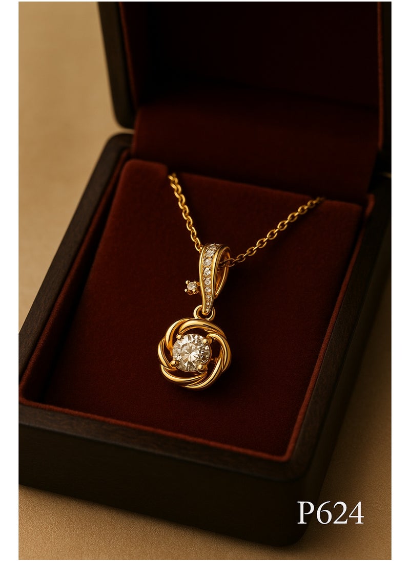 3Diamonds Gold Plated Necklace for Women – Rose-Inspired Pendant with Crystal Stone – 3DIAMONDS  - Image 1