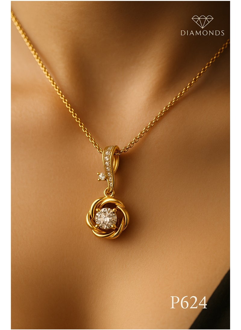 3Diamonds Gold Plated Necklace for Women – Rose-Inspired Pendant with Crystal Stone – 3DIAMONDS  - Image 2