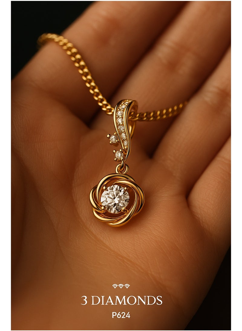 3Diamonds Gold Plated Necklace for Women – Rose-Inspired Pendant with Crystal Stone – 3DIAMONDS  - Image 3
