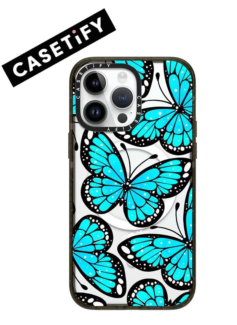 For iPhone 14 Pro Max Blue Monarca Case Magnetic Magsafe MagFit Anti-Yellowing Technology Cover