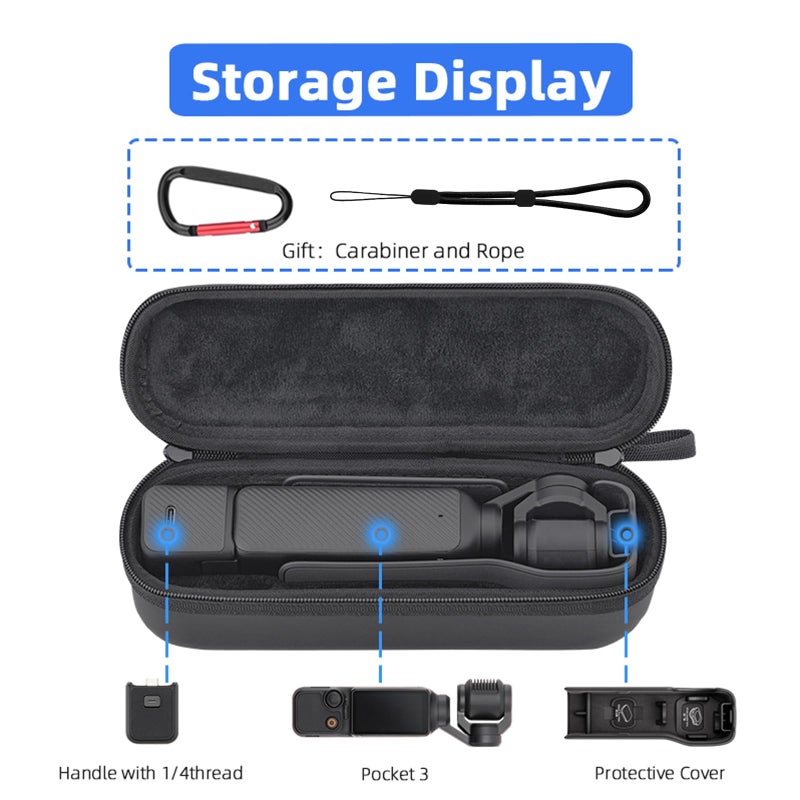 BRDRC Carrying Case for DJI Osmo Pocket 3, Portable Hard Storage Case, Carry Bag Pocket 3 Accessories (Black) - Image 2