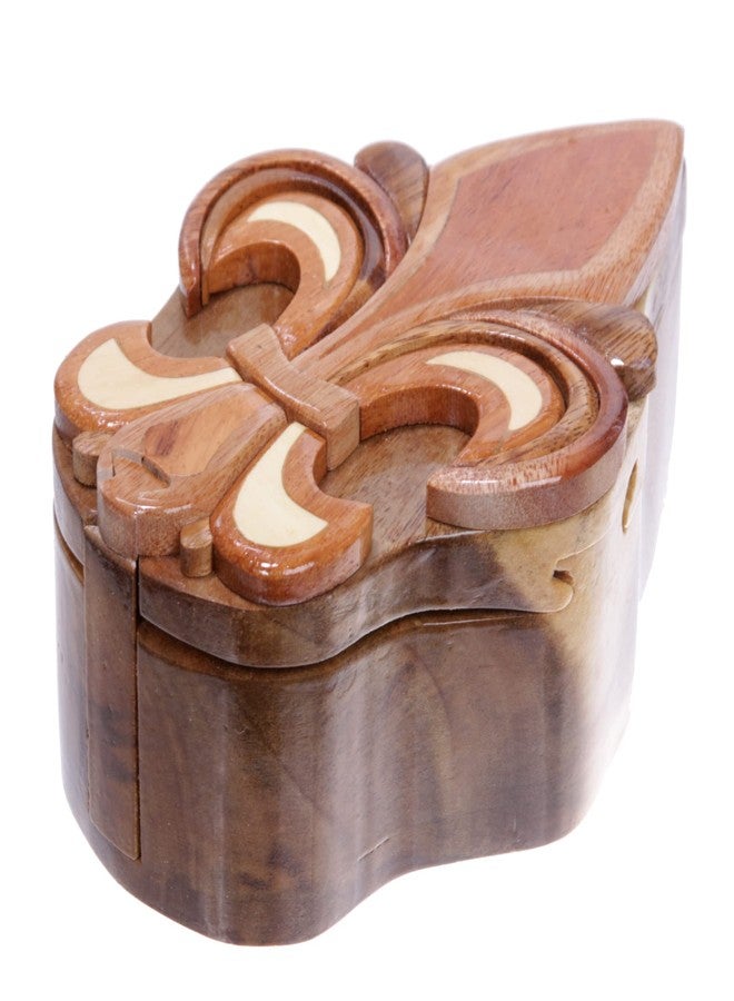 Beltiscool Handcrafted Wooden Fleur De Lis Secret Jewelry Puzzle Box -Fleur De Lis - Image 2