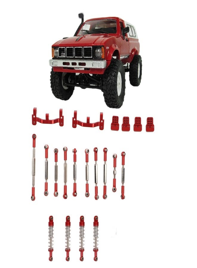 WGFOIP Aluminum Alloy Shocks Absorber, RC Car Upgrade Spare Kit Pull Rod Kit for WPL C24 C14 C14K C24K RC Car (Red) - Image 2