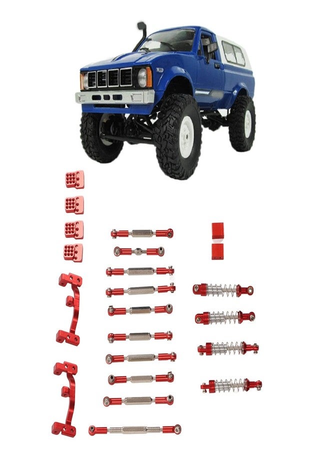 WGFOIP Aluminum Alloy Shocks Absorber, RC Car Upgrade Spare Kit Pull Rod Kit for WPL C24 C14 C14K C24K RC Car (Red) - Image 3
