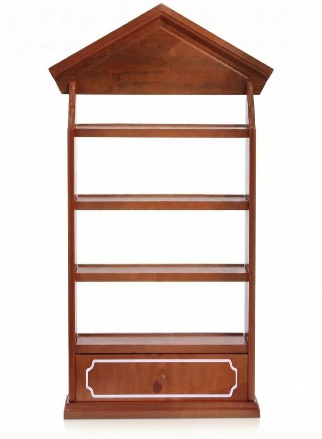 Chunful Vintage Spice Jar Wooden Rack with 4 Shelves and Drawer Hanging Spice Rack Wall Mounting Kitchen Storage Village Style Display Shelf for 24 Jars, Shelf Only(Classic) - Image 3
