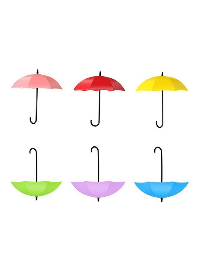 6-Piece Umbrella Shape Hanger Hook Multicolour 11X6X2centimeter - Image 1