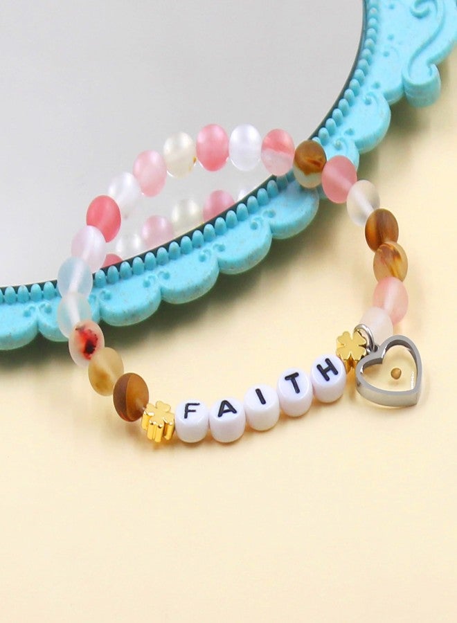 Tobestu 6mm Watermelon Stone Faith Beaded Bracelet with Heart Shaped Mustard Seed Charm for Women YA5153 - Image 5