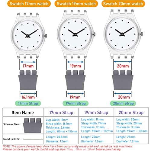 Lijinlan Replacement Silicone Band for Swatch 17mm 19mm 20mm, Waterproof Wristband Watch Strap for Swatch (20mm, Navy) - Image 5