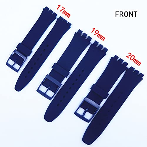 Lijinlan Replacement Silicone Band for Swatch 17mm 19mm 20mm, Waterproof Wristband Watch Strap for Swatch (20mm, Navy) - Image 3