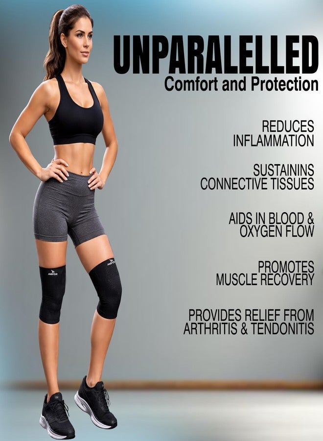 Mayor Knee Caps for Women & Men – Compression Knee Support for Pain Relief | Knee Sleeve for Gym, Running, Jogging, Sports, Workout | Premium Stretch Knee Brace Guard (Black, Free Size) - Image 2