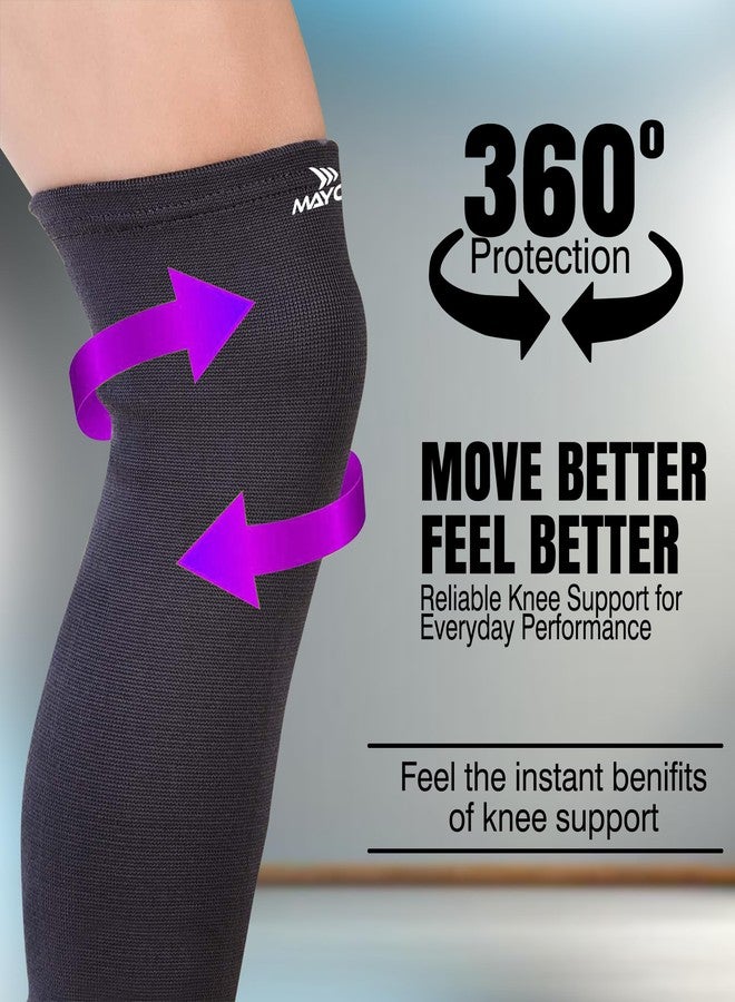 Mayor Knee Caps for Women & Men – Compression Knee Support for Pain Relief | Knee Sleeve for Gym, Running, Jogging, Sports, Workout | Premium Stretch Knee Brace Guard (Black, Free Size) - Image 3