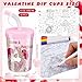 Nitial 12 Set Valentines Coloring Cups Valentines Day Crafts Plastic Cups 8 oz DIY Color Cup with Lids and Straws for Classroom Exchange Gifts Paper Coloring Games Activities Gifts Party Decorations - Image 4