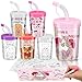 Nitial 12 Set Valentines Coloring Cups Valentines Day Crafts Plastic Cups 8 oz DIY Color Cup with Lids and Straws for Classroom Exchange Gifts Paper Coloring Games Activities Gifts Party Decorations - Image 2