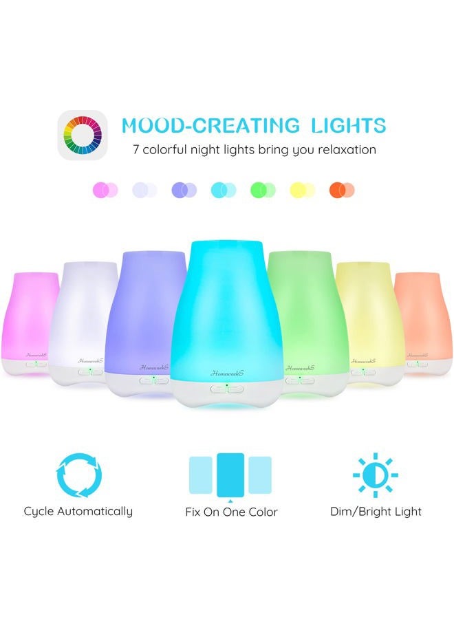 Homeweeks Diffusers, 100ml Colorful Essential Oil Diffuser with Adjustable Mist Mode,Auto Off Aroma Diffuser for Bedroom/Office/Trip - Image 5
