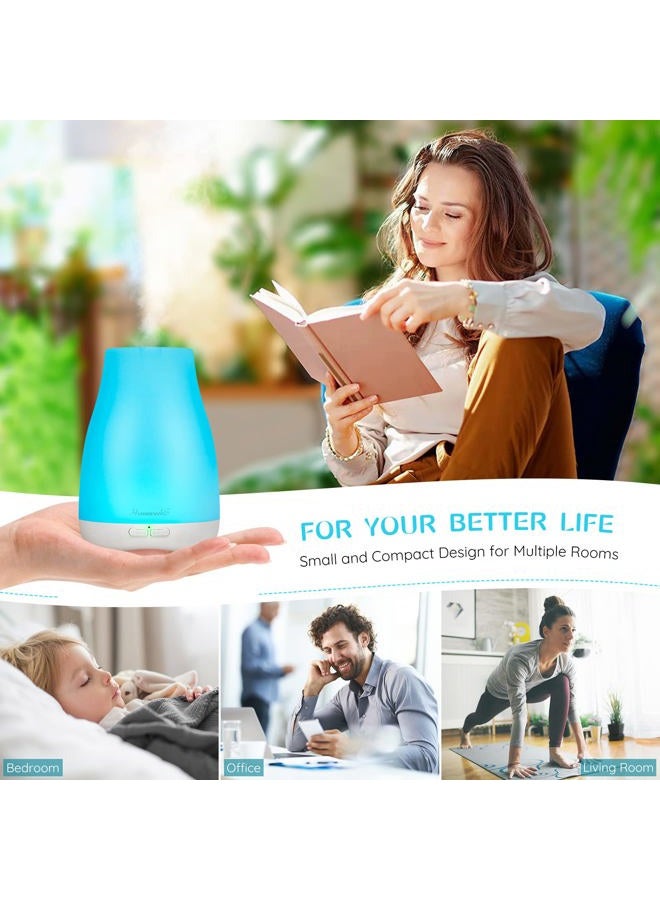 Homeweeks Diffusers, 100ml Colorful Essential Oil Diffuser with Adjustable Mist Mode,Auto Off Aroma Diffuser for Bedroom/Office/Trip - Image 2